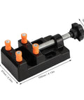 Aluminum Alloy Handheld Drill Press Vise Clamp Opens 0-2.1 Inches black base with orange pegs and screw mechanism