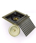 Heavy Duty Copper Floor Drain With Removable Debris Filter For Bathrooms Walk In Showers And Vintage Tubs, featuring square design and removable strainer.