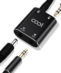 Dope 2 Channel Stereo Audio Mixer With Metal Shell And AUX, 2 In 1 Out Mini Sound Mixer for PC and headphones, top view.