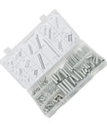 Top Notch 200 Piece Heavy Duty Spiral Spring Assortment Kit With Galvanized Finish For Auto Engines And Major Appliances Plus Electronics Repair And Measuring Instruments That Rock Hard Use, open plastic case