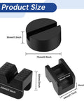Amazon 8-pc black rubber jack stand pad set, two types; round 75mm x 35mm pad and two-slot frame adapters.