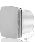 Super Quiet 141 CFM 6 Inch Wall Exhaust Fan With Anti Backflow Check Valve, durable silver ring, side view