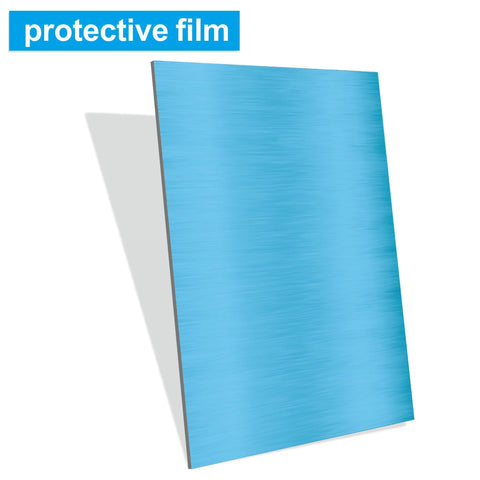 Blue brushed stainless steel sheet, 8x12 inches, 0.8 mm thick, with protective film