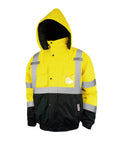 High Visibility Reflective ANSI Class 3 Bomber Jacket for Men Waterproof Safety Workwear Yellow Large Construction Gear