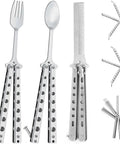 Foldable Butterfly Spork Camping Set Stainless Steel Utensils For Hiking And Backpacking Lightweight Travel Cutlery With Spoon And Fork