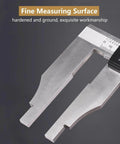 Digital Caliper Measuring Tool 0-800mm/31.5 Inch Range, ±0.06mmaccuracy Electric Micrometer Caliper with Large LCD Screen close-up view of fine measuring surface.