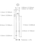 Diagram of 3mm LED with dimensions from Led Diode Lights Assortment Kit 100Pcs 3mm With Clear Lens 2 Leads Dc 20mA 10 Colors Mixed