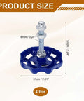 Vintage Industrial Iron Cabinet Knobs Set Dark Blue Valve Style Drawer Pulls With Screws 4 Pack size details