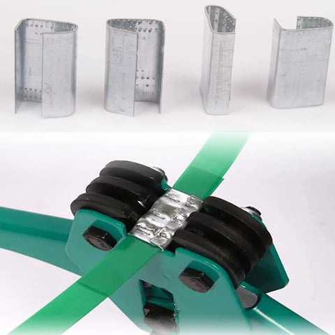 Built Like A Tank Rock Solid Polyester Strapping Half Inch By Three Twenty Feet Roll Offering Seventeen Sixty Five Pound Pull Power With One Hundred Steel Seals For Easy Outdoor Tying Work with metal seals and strapping tool.