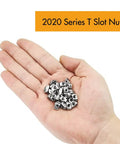 Hand holding 2020 Series M3 T Slot Nuts Hammer Head Fasteners Nickel Plated Carbon Steel for Aluminum Extrusion Projects