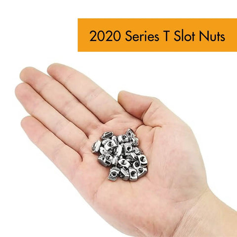 Hand holding 2020 Series M3 T Slot Nuts Hammer Head Fasteners Nickel Plated Carbon Steel for Aluminum Extrusion Projects