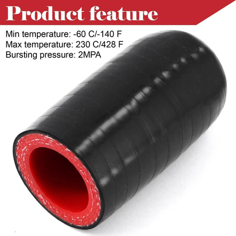Four Ply Reinforced Silicone Coolant Cap Vacuum Hose Plug With Clamp for Intercooler Intake Turbo Bypass Valve Heater Core Leak Repair Gearhead Grade Heavy Duty High Temperature Resistance in black and red color