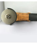 Angle grinder with Double Sided Lapidary Diamond Grinding Disc Wheel, 4 Inch Ceramic Disk attached, designed for gemstone polishing.