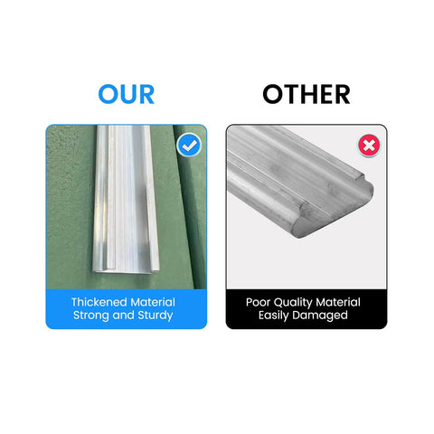 Comparison of Six Point Six Ft Greenhouse Lock Channel And Spring Wire Set with competitor product, highlighting material quality.