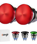Red 16mm Mushroom Push Button Switch 5A 250V AC DC Momentary, IP65 Waterproof Panel Mount, Self Resetting 16mm Button For 12V 24V 36V 110V 250V Systems, Dual Pack; red and black views