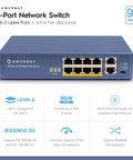 8 Port PoE Plus Ethernet Switch With 96W Total Power 802.3at Unmanaged Desktop Plug And Play Power Up IP Cameras And APs 2 Port Uplink Metal Housing