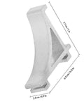 Close-up of 10 Pack Aluminum Freezer Shelf Clips Kit With Curved Dovetail Design, detailing size dimensions and sturdy construction.