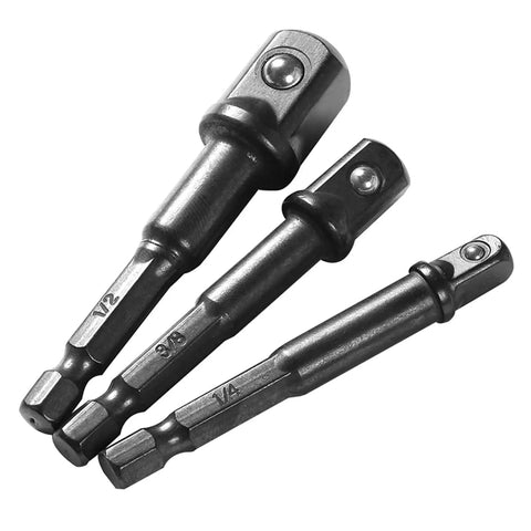Domary 16-Piece Impact Socket Adapter Kit In Solid Chrome Steel That Lets You Flex On Tough Jobs With Heavy Duty Extensions And Multi-Function Heads For All Your Garage Gigs And DIY Projects, three impact socket adapters
