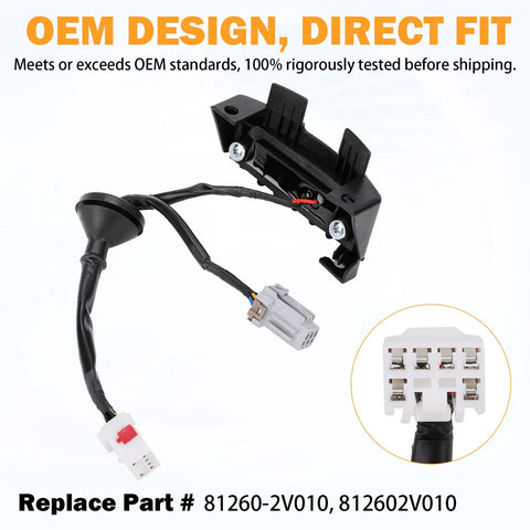 Hatch Release Button Trunk Latch Switch For 2012 2017 Hyundai Veloster 1.6L L4 with OEM connectors and labels