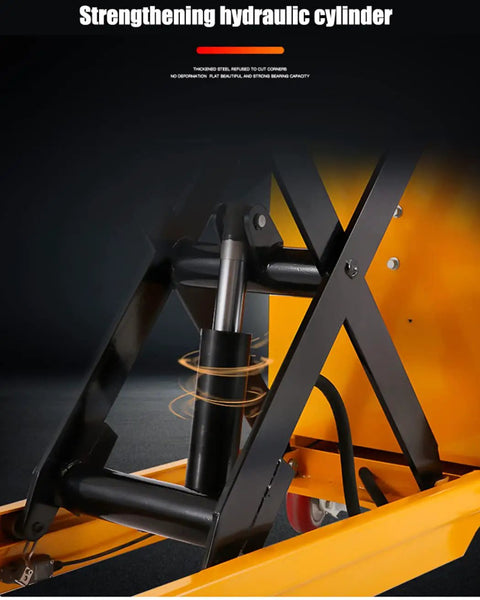 Smooth Lifting Heavy Gear Badass Hydraulic Lift Cart And Stationary Platform Truck With Rock Solid Base For No Sweat Material Handling And Custom Work Tables Up To Five Hundred Kilogram Capacity