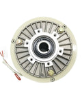 Top view of 100Nm Hollow Shaft Magnetic Powder Brake DC24V 1000RPM for unwinding and tension control, showing mounting holes and hollow core.