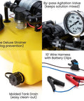 25 Gallon Platinum Spot Sprayer With Prime Pump Delivers 60 Psi For Heavy Duty Ag Work features inline strainer, pressure gauge, tank drain, and wire harness.