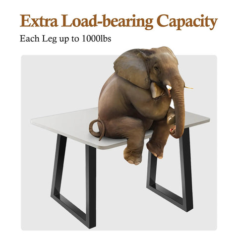 Beefy 28 Inch Trapezoid Metal Table Legs 2 Pack Solid Steel DIY Furniture Legs demonstrating 1000 lb load-bearing capacity.