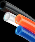 Durable Top Tier Black Polyurethane Coiled Pneumatic Air Compressor Hose Tube Handles Heavy Air Lines Like A Boss For Any Garage Project Requiring Stable High Pressure Without Any Annoying Kinks. black coiled air hose tube, close-up cut ends