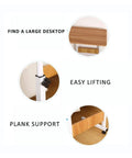 Adjustable Height Rolling Laptop Cart With Spacious Work Surface And Locking Caster Wheels features easy lifting and plank support.