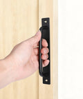 Two Pack Sliding Barn Door Handle With Plate, 7 Inch Aluminum Alloy Door Pull For Cabinet, Drawer, Gate, And Closet, Black Finish
