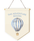 Hot Air Balloon Nursery Sign Decor For Boys And Girls Rooms Front Door Wall Hanging 8x10 Inch The Adventure Begins Sign With Bright Graphics