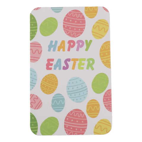 Super Hype DIY Acrylic Keychain Blank Kit Includes Sixty Clear Blanks Plus Rings Tassels Bags And Paper Cards For Painting Projects That Turn Awesome Custom Designs Great Value Set For Beginners Making Personalized Things That Look Totally Cool. rectangular acrylic blank with Easter egg pattern and Happy Easter text