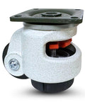 Heavy Duty Retractable Leveling Plate Caster With Hella Smooth Rollout And No Drama Setup Hardware For Furniture And Shop Equipment Gonna Carry Up To Six Hundred Pounds Safely, side view showing durable construction.