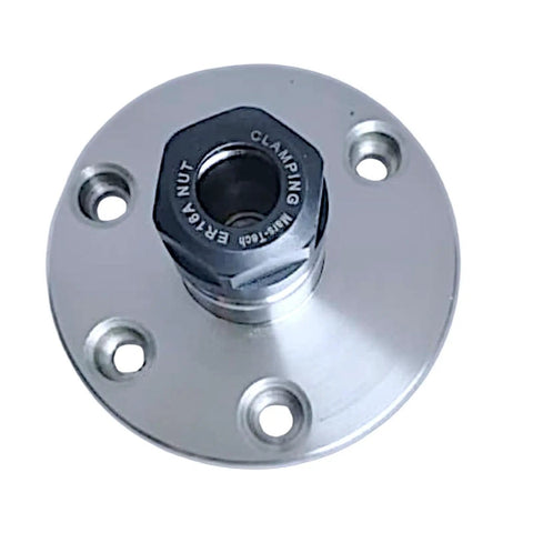 Collet Adapter For 80mm Rotary Table Compatibility, Precision Workholding Fixture With T Slot Mount, Milling Machine And Lathe Pro Grade Ready, High Concentricity, Rigid, Space Saving Design For Secure Machining, silver metal ER16 adapter with T-slot holes