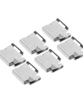 Close-up of six Heavy Duty 304 Stainless Steel Solar Panel Cable Clips 100 Pack, perfect for securing wiring outdoors.