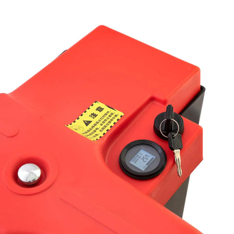 Huge Hauler Rechargeable Electric Pallet Jack With 3300 Lbs Capacity control panel featuring keys and digital display.