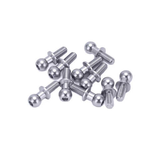 Metal Ball Screws Set For RC Car Link Rod Shock Absorbers End Fasteners Replacement Spherical Bolts Durable Metal Rust Resistant Precision Fit For TT01 TT02 10 Pieces Enhanced Stability And Smooth Action arranged on white surface