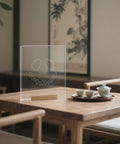 Top Shelf Clear Acrylic Router Template For Halloween Witch Hat Woodworking No Sweat Cutting Jig With Slick Edges For Sweet Diy Projects And Backyard Barn Builds displayed on a wooden table with a tea set.