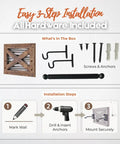 Rustic Farmhouse Toilet Paper Holder And Towel Holder Set Wall Mounted with installation guide and hardware included.