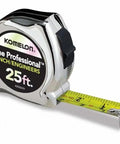 Pro Grade Chrome Tape Measure 25 Foot By 1 Inch With Nylon Coated High Visibility Blade Locking Slide Engineer Inch Scale Durable