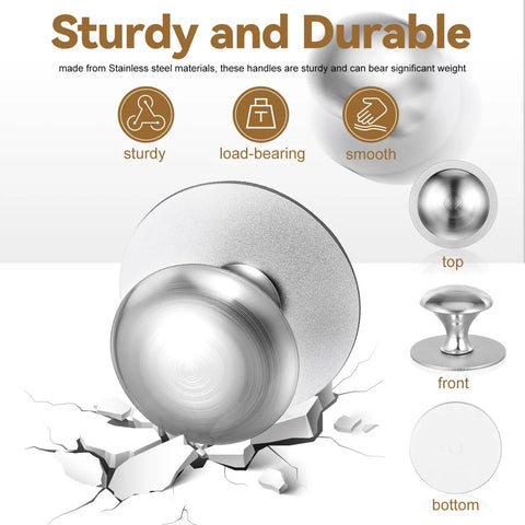 Two Pack Stainless Steel Suction Cup Handles For Glass Shower Doors Cabinets And Refrigerators No Drilling Required Easy Installation