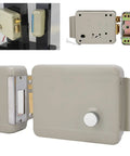 Electric Door Strike Lock Kit Offering Straight Up Dependable Two Way Talk Communication For Easy Access Control Nine To Twelve Volt Electromagnetic Security Strike Mounting Includes Master Keys Heavy Duty Painted Housing For Retail Shops.