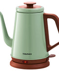 Gooseneck Electric Kettle 1L For Precise Pour Over Coffee And Tea Stainless Steel BPA Free Green Finish Ergonomic Handle Fast Heating Classic Pour Over Kettle For Home Barista