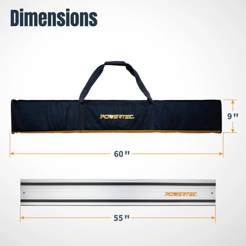 Boss Level 110 Inch Track Saw Guide Rail Kit Fits Makita And Festool Tools With Two 55 Inch Rails in padded case.
