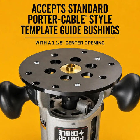Premium Router Sub Base With Five Point Seven Five Inches And One And One Eighth Inch Opening Built Darn Tough for jig setup, showing center opening.