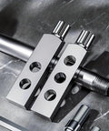 Two Piece Faucet Valve And Pipe Removal Tool Set With Quick Pipe Thread Cutter and Screw Extractor on gray surface