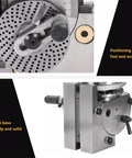 Precision Built Indexing Head With Tailstock For 6 Inch Milling Machine Rotary Table showing positioning dials and thick solid base.