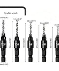 No Hassle Countersink Drill Bit Kit For Woodworking Tools; includes various sizes and adjustable depth for precision drilling.