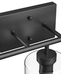 Back mounting plate of Three Light Black Vanity Light Fixture Over Mirror With Clear Glass Shades Industrial Wall Light.