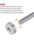 4 Pack Shaft Collar Set Aluminum Alloy Clamp On With Set Screws 14mm Bore showing installation on a metal shaft.